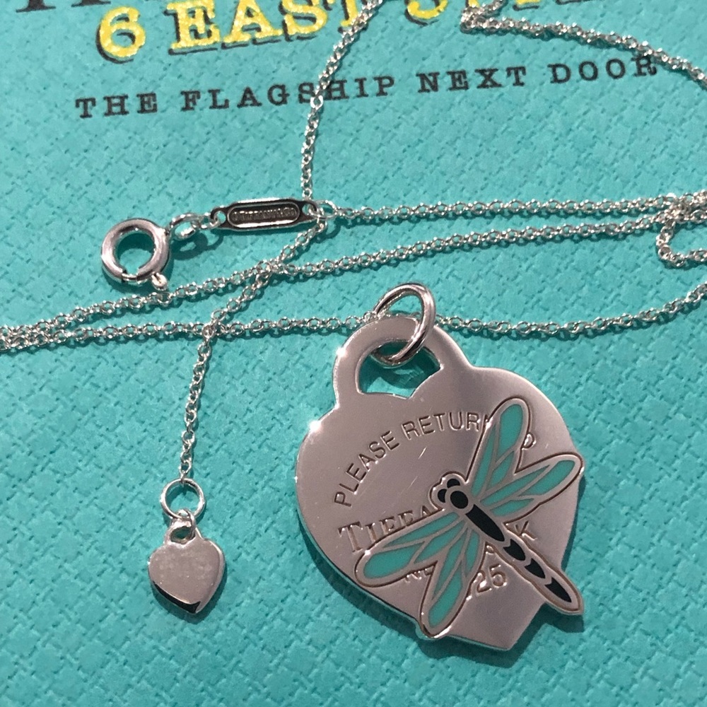Tiffany & Co dragonfly RTT Heart Tag necklace pendant RARE